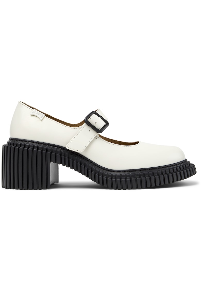 Pantofi Mary Jane cu varf rotund Pix London - Alb/Alb murdar