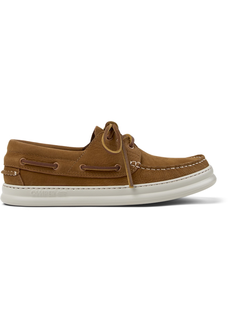 Pantofi boat din piele nabuc Runner Four 241642 - Maro
