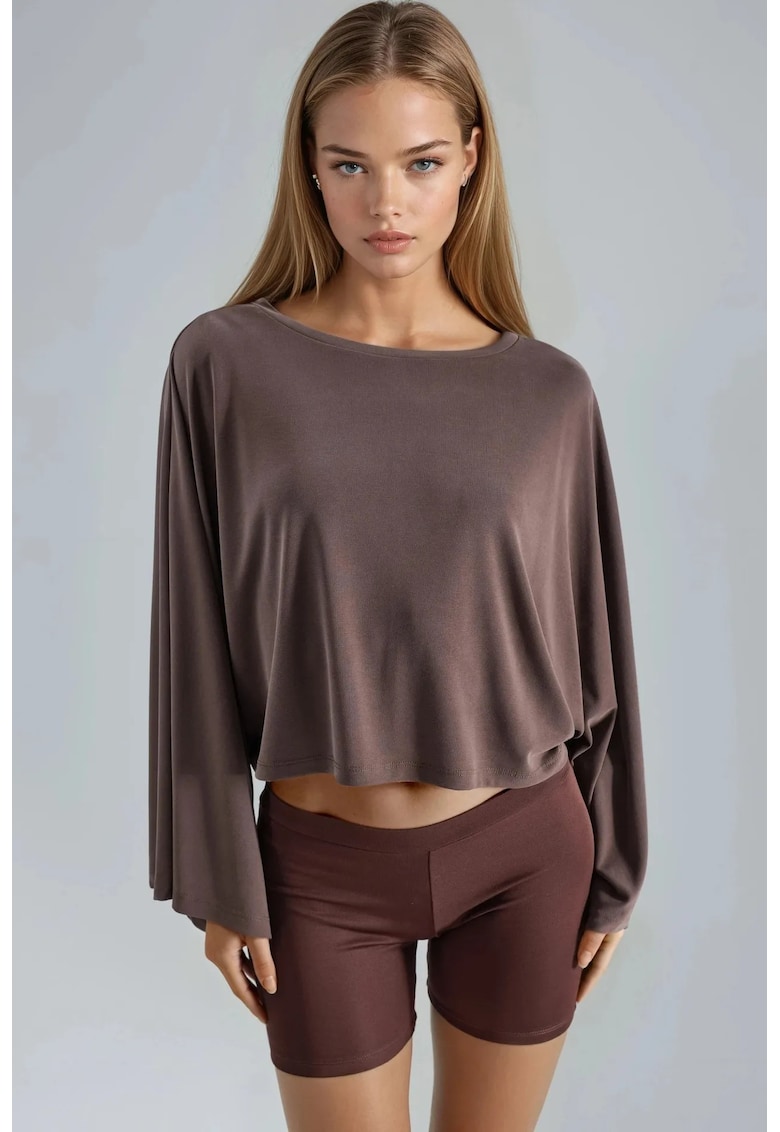 Bluza dama - croiala lejera - maro cafeniu - jerseu