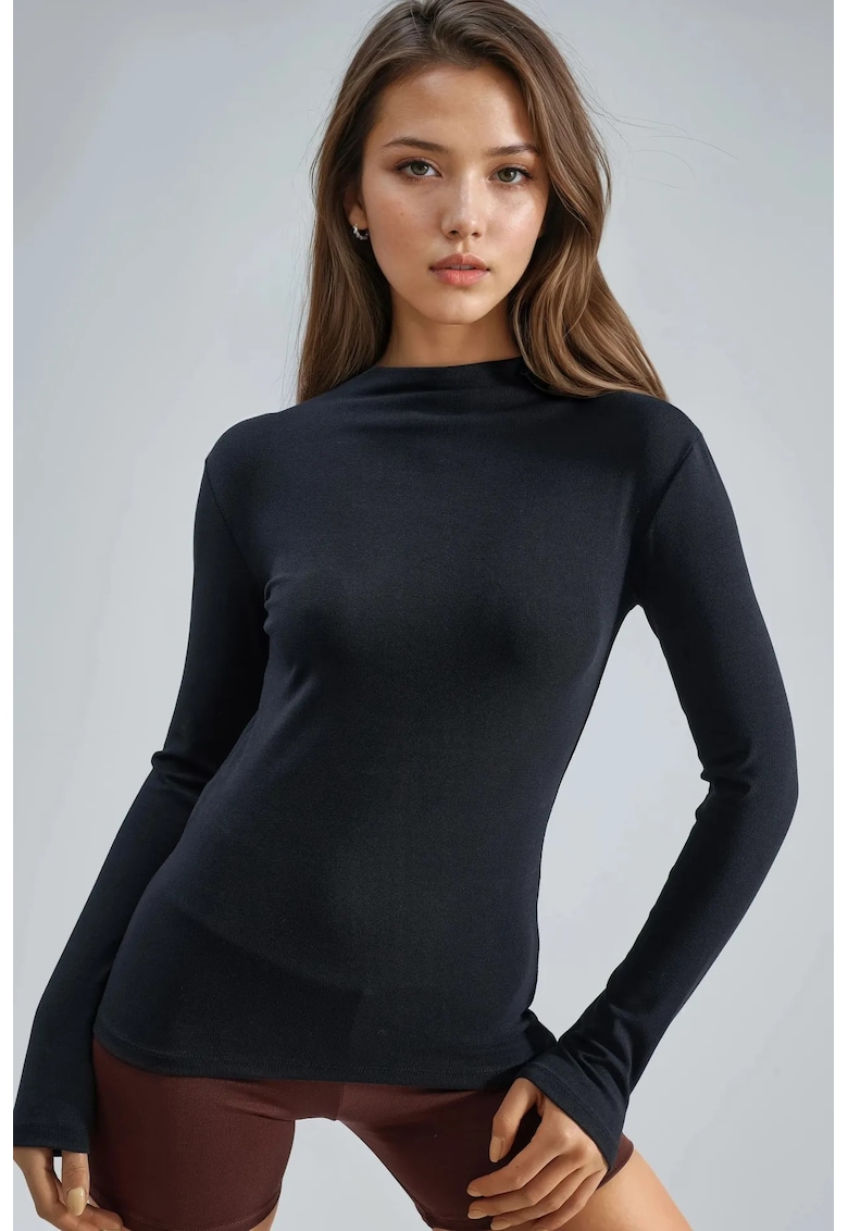 Bluza - Slim fit - Negru - Jerseu