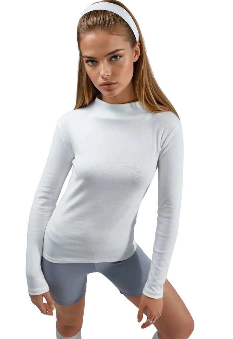 Bluza dama - Alb - Jerseu - Slim fit