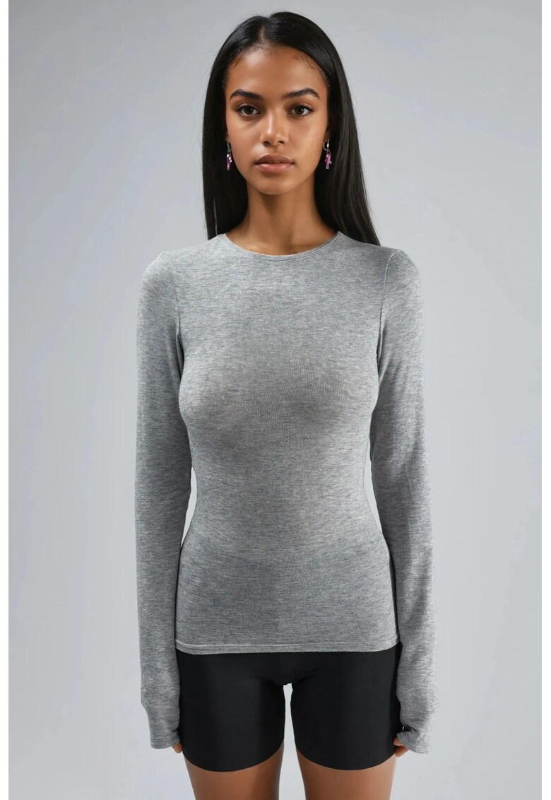 Bluza dama - Gri deschis - Jerseu - Slim fit