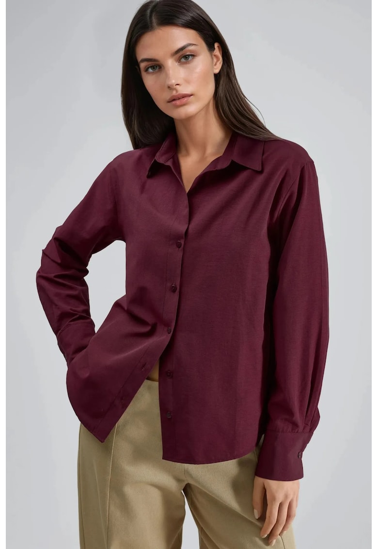 Camasa dama - cu nasturi - croiala relaxata - visiniu - textil