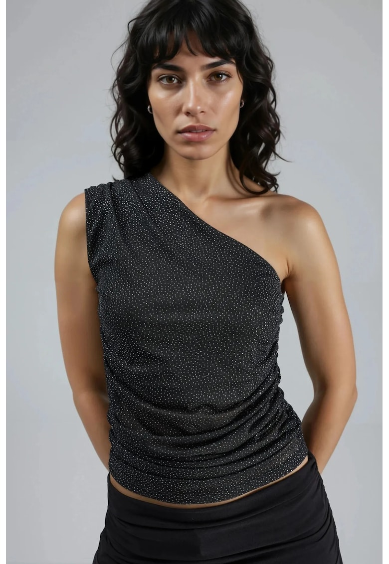 Top dama - Negru - Jerseu - Asimetric