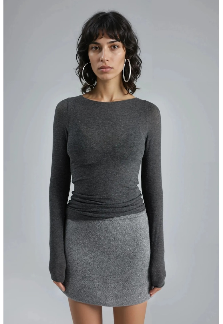 Bluza - Slim fit - Gri inchis - Jerseu