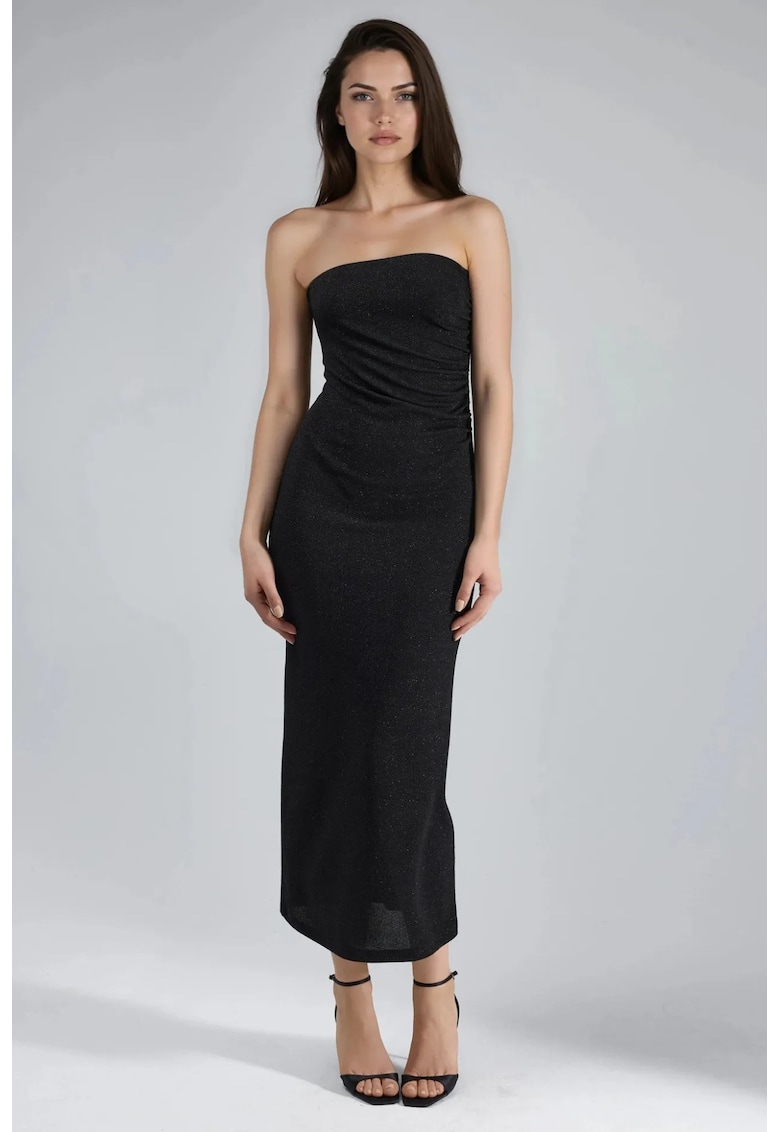 Rochie maxi decolteu barca - fara maneci - neagra - jerseu