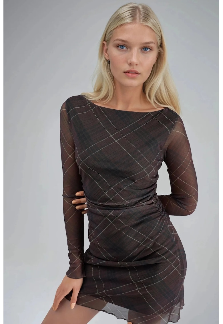 Rochie mini - mulata - maro - jerseu - Maro