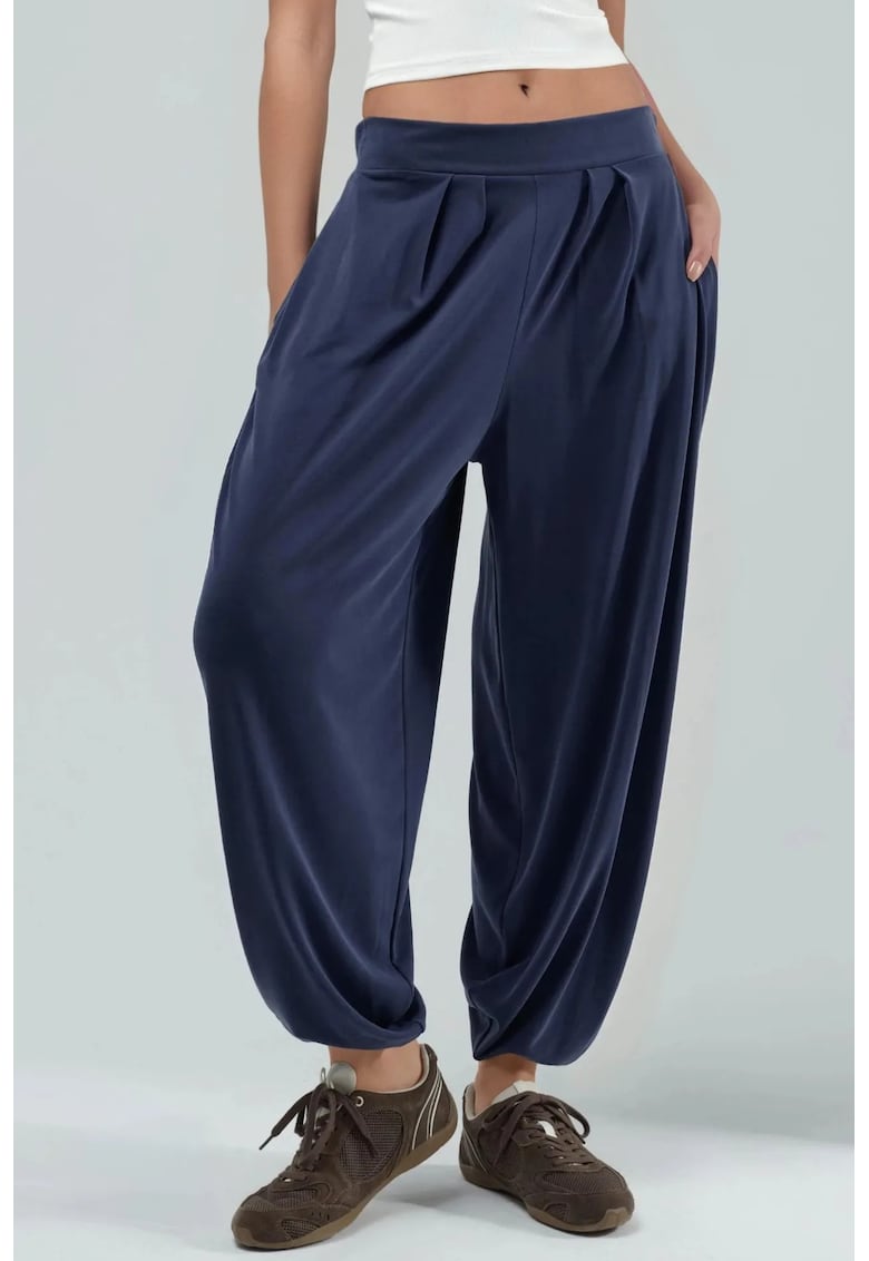 Pantaloni modal/poliester - Albastru marin