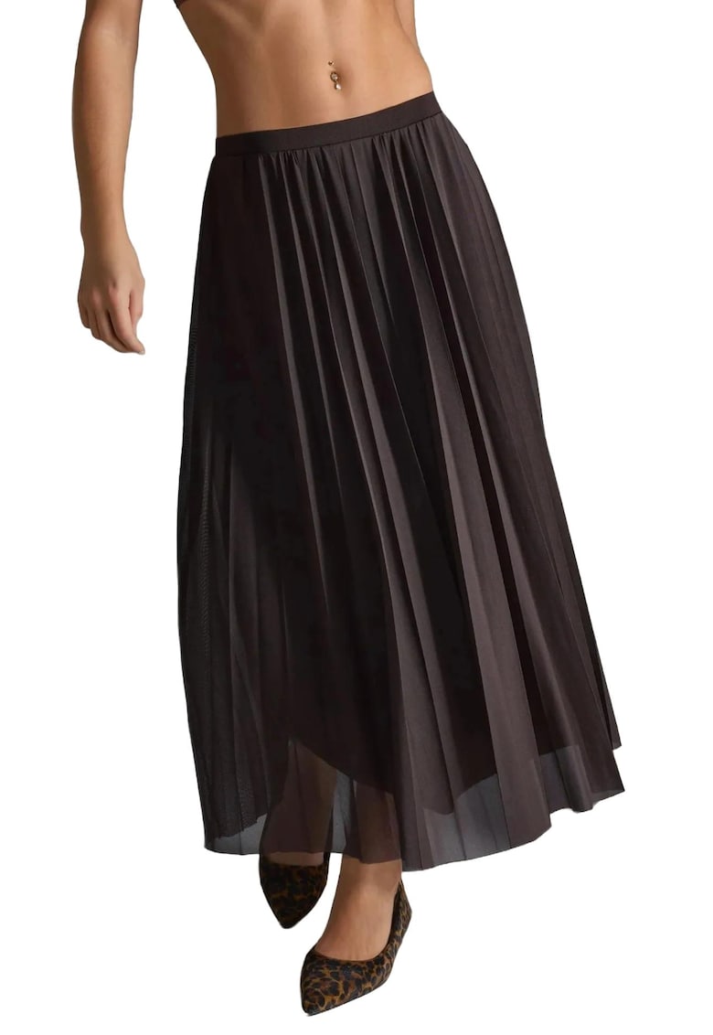 Fusta maxi - Textil - Maro inchis - Talie inalta