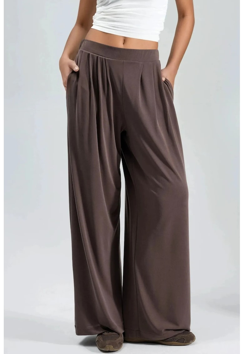 Pantaloni dama - modal/poliester - maro