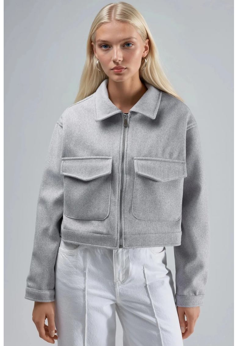 Jacheta scurta dama - poliester/lycra - gri