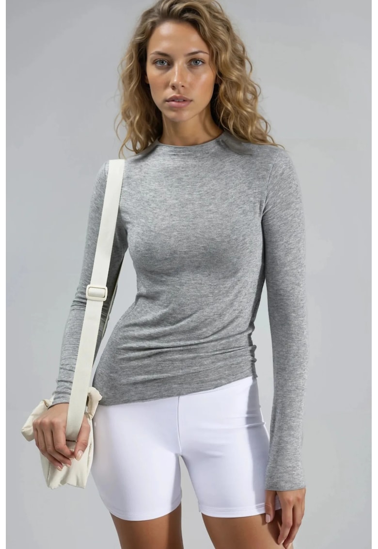 Bluza pentru dama - Gri deschis - Jerseu - Slim fit