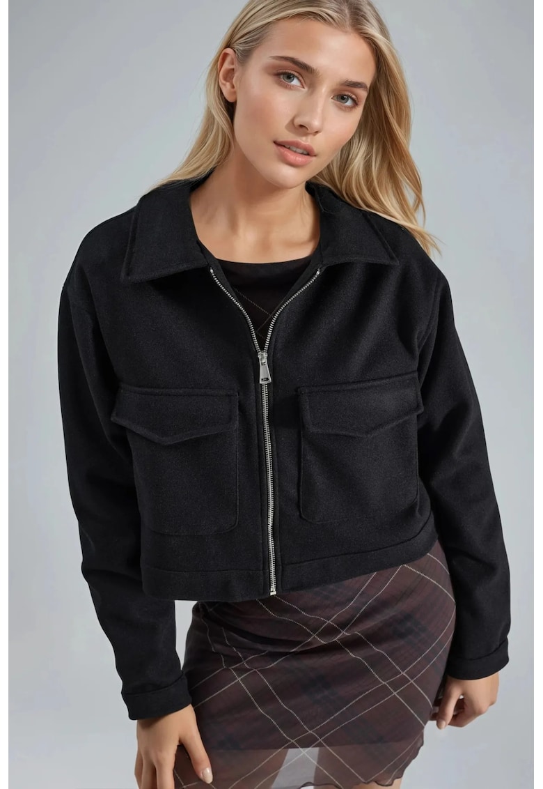 Jacheta scurta dama poliester/lycra - negru