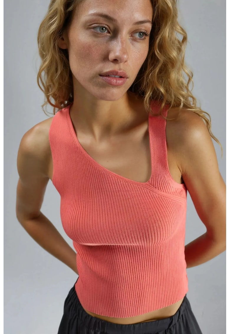 Maiou mulat dama - decolteu in V - portocaliu - tricot -