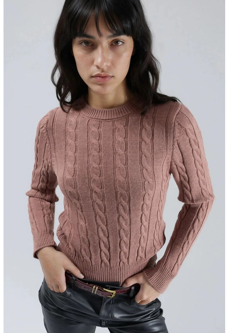 Pulover dama - tricotat - roz prafuit - One Size