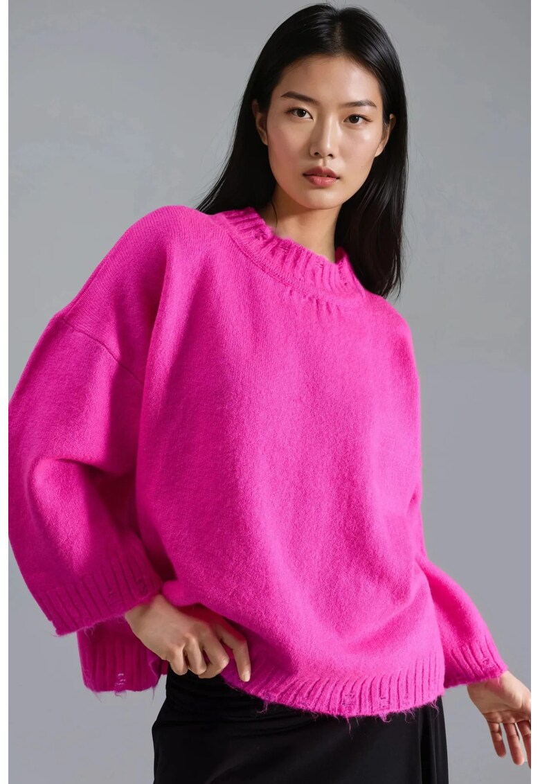 Pulover dama - supradimensionat - roz magenta - tricot - One Size