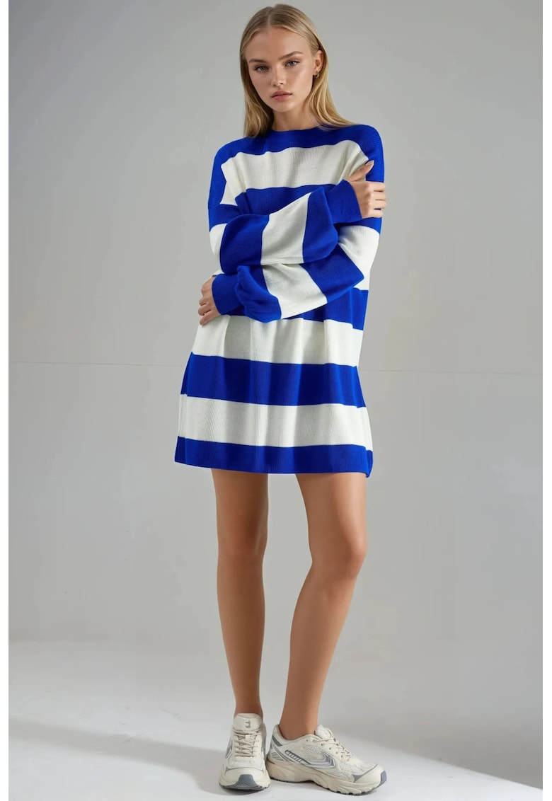 Rochie Mini - cu dungi - albastru - tricot -