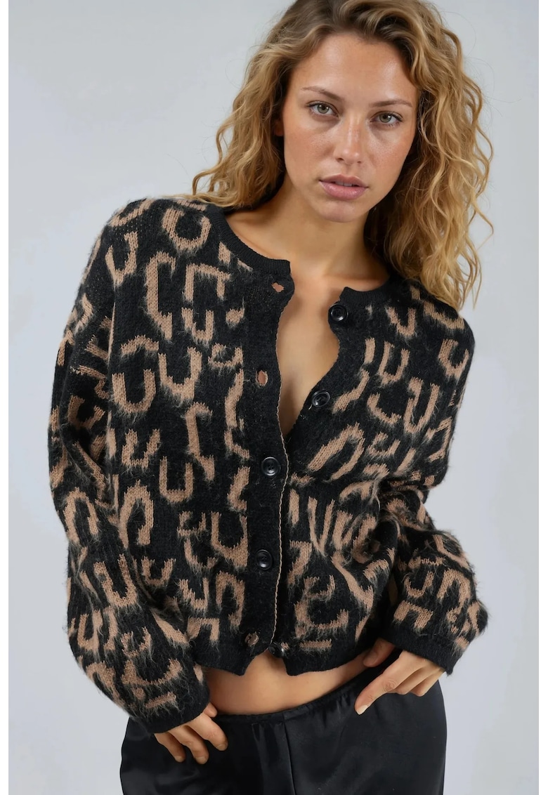 Pulover dama - maneca lunga - tricot - maro/negru - One Size