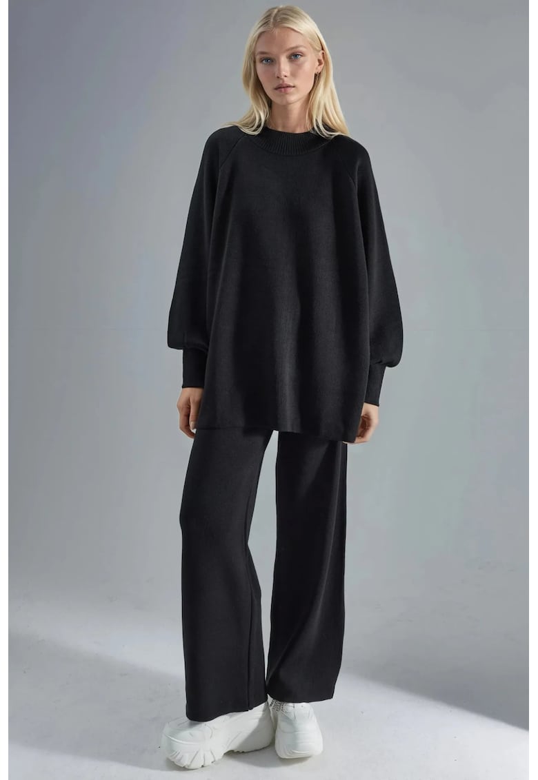 Compleu dama tricotat - acril - negru -