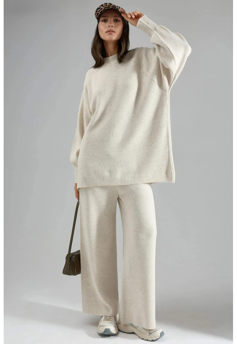 Compleu dama tricotat - acril - bej -