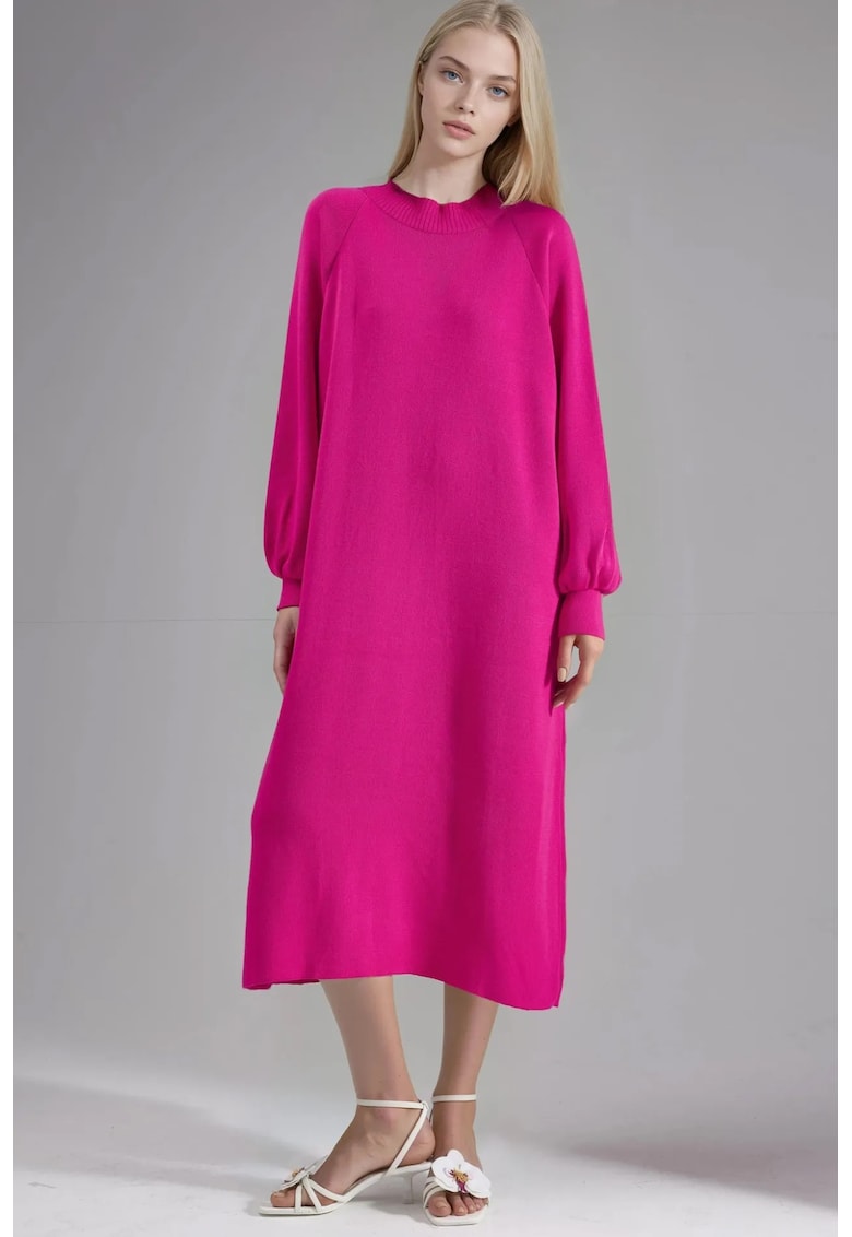 Rochie tricotata - lunga - lejera - roz magenta - tricot -