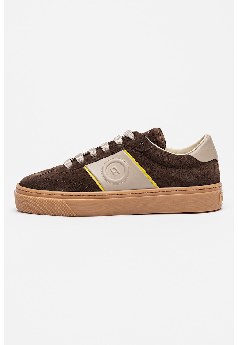Pantofi sport din piele intoarsa cu garnituri din piele Enjoy - Maro/Maro taupe