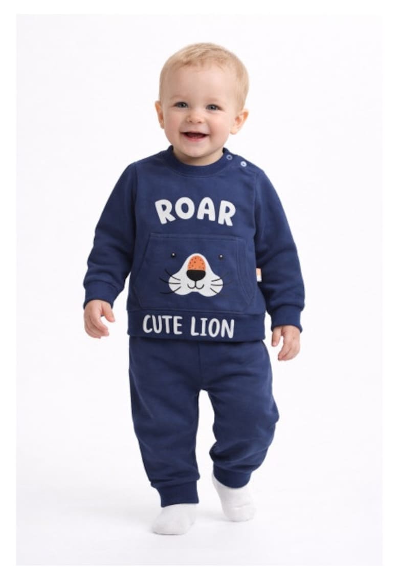 Set trening bebe din bumbac moale bluza cu imprimeu si pantaloni comozi