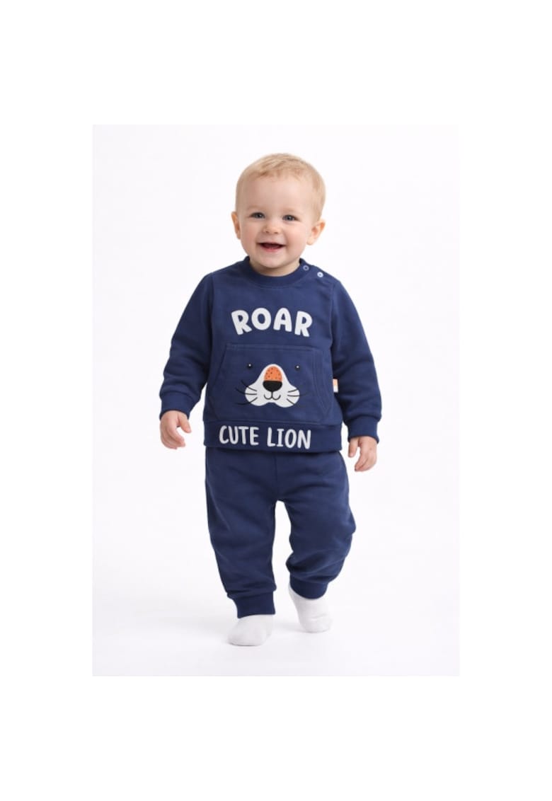 Set trening bebe din bumbac moale bluza cu imprimeu si pantaloni comozi