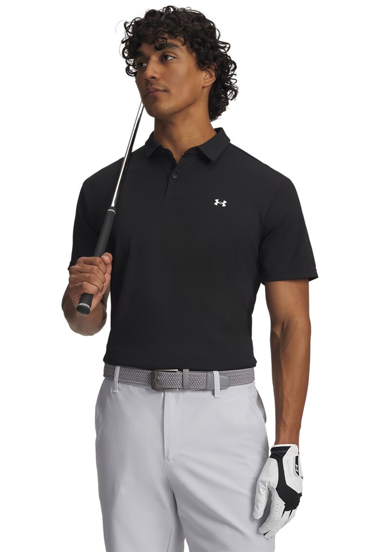 Tricou polo cu logo si protectie UPF - Negru