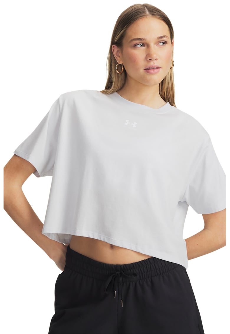 Tricou crop cu imprimeu logo Rival Boxy - Gri deschis