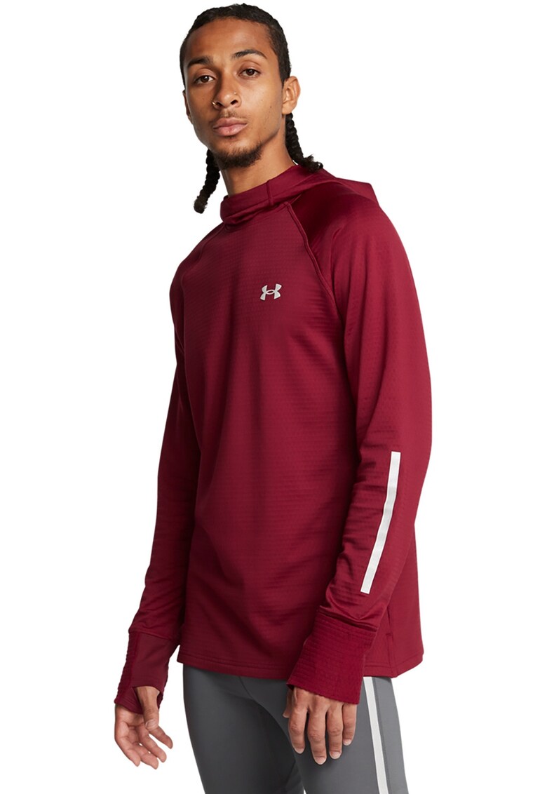 Hanorac cu slituri pentru degetele mari pentru alergare Launch Elite Cold - Rosu inchis