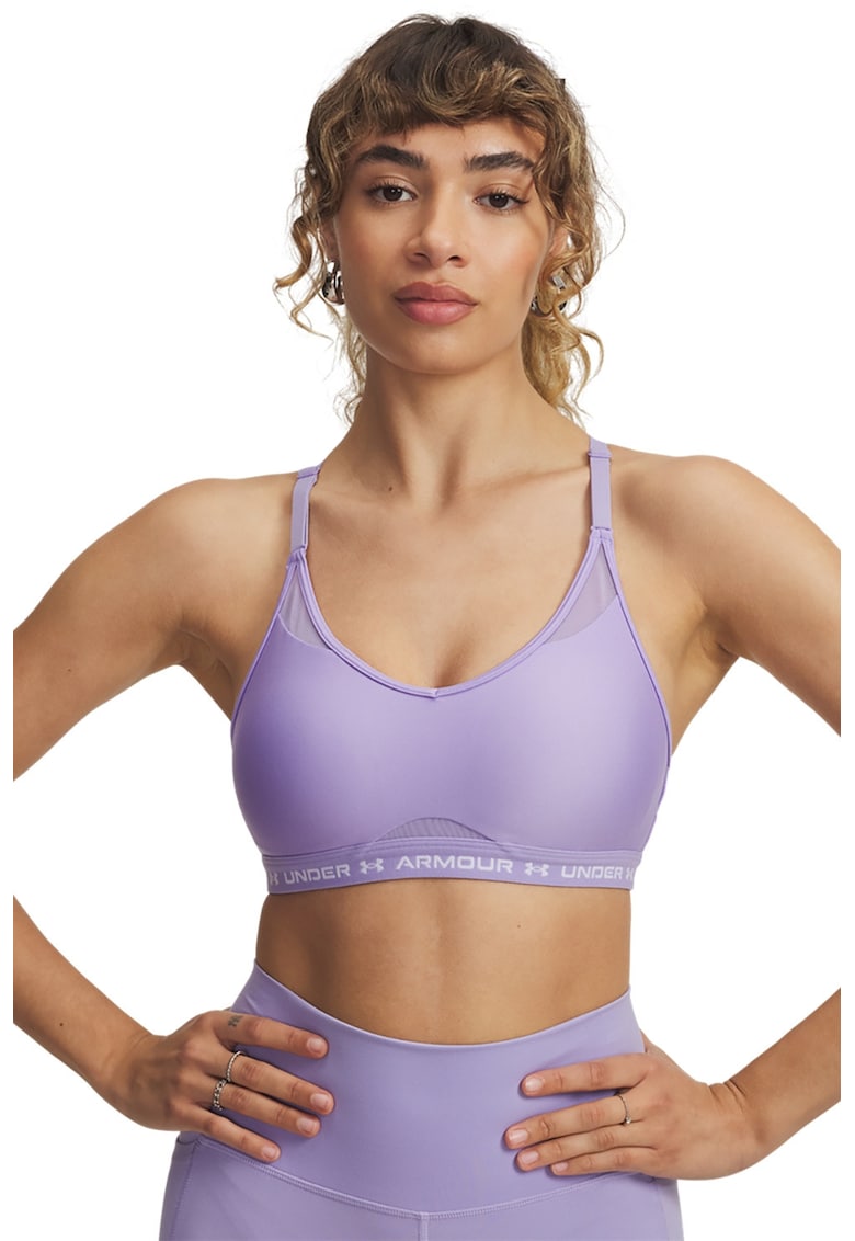 Bustiera crossback cu detalii logo pentru fitness - Lila