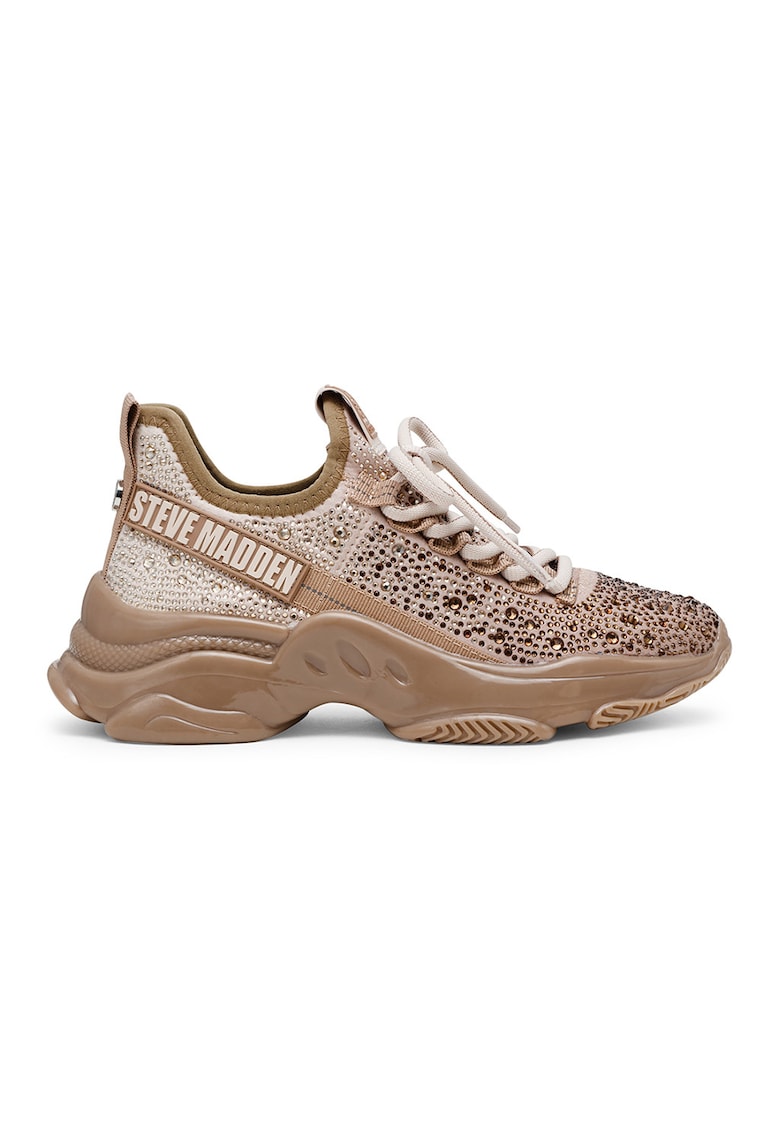 Pantofi sport demi-wedge cu strasuri - Maro taupe