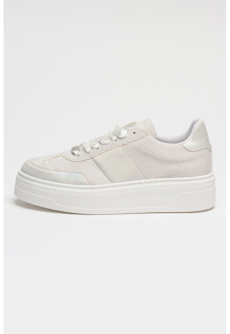 Pantofi sport Moxy low-cut cu platforma - Alb/Argintiu