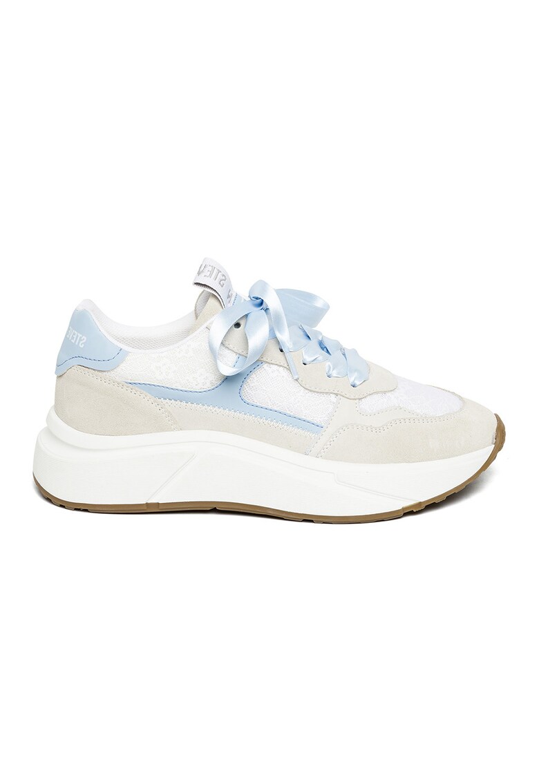 Pantofi sport low-cut cu talpa wedge - Alb/Alb fildes/Albastru glaciar