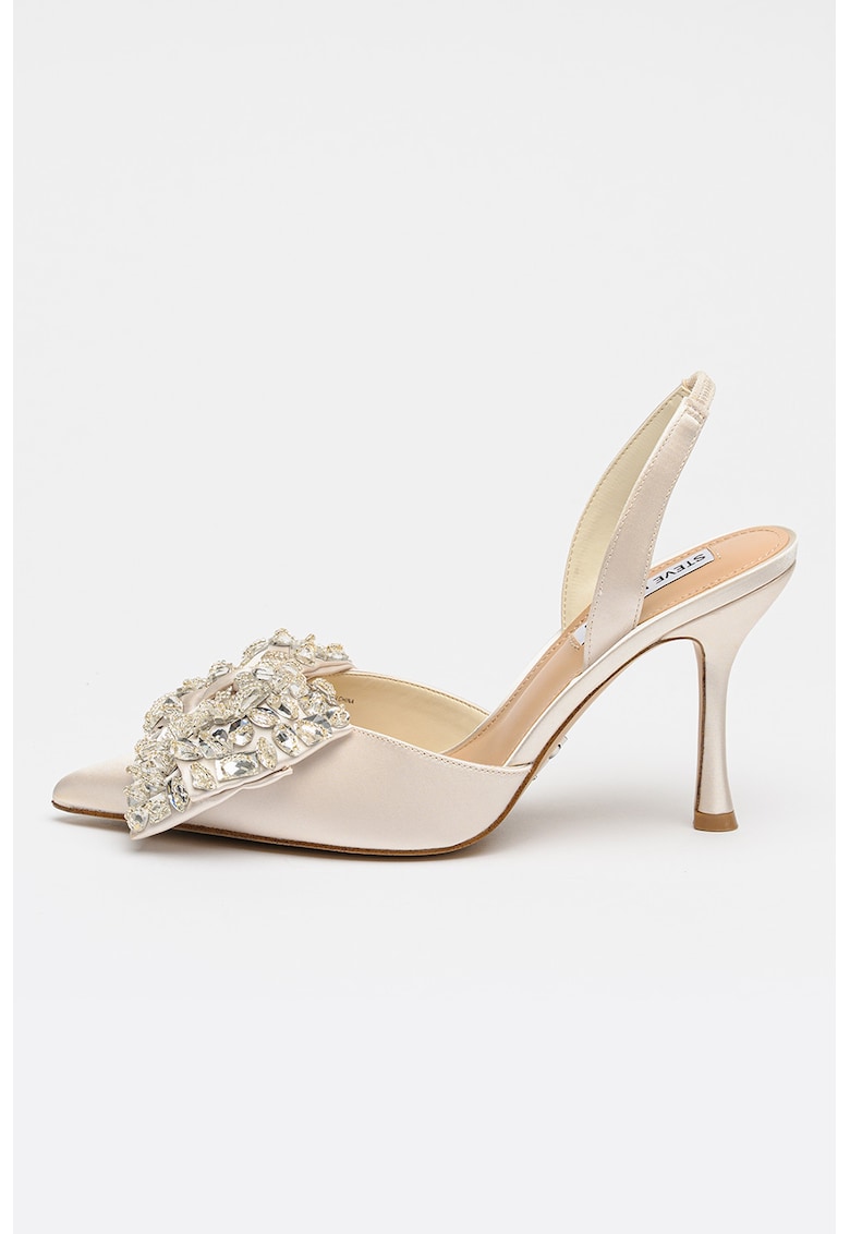 Pantofi din satin cu aplicatii din strasuri Lovie - Alb fildes