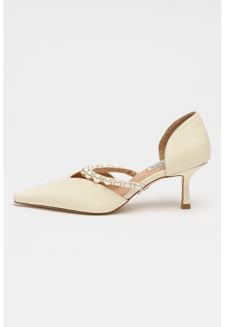 Pantofi din piele cu toc kitten Amoura - Alb fildes