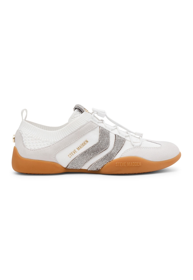 Pantofi sport din insertii din piele intoarsa cu sireturi bungee - Alb murdar/Crem