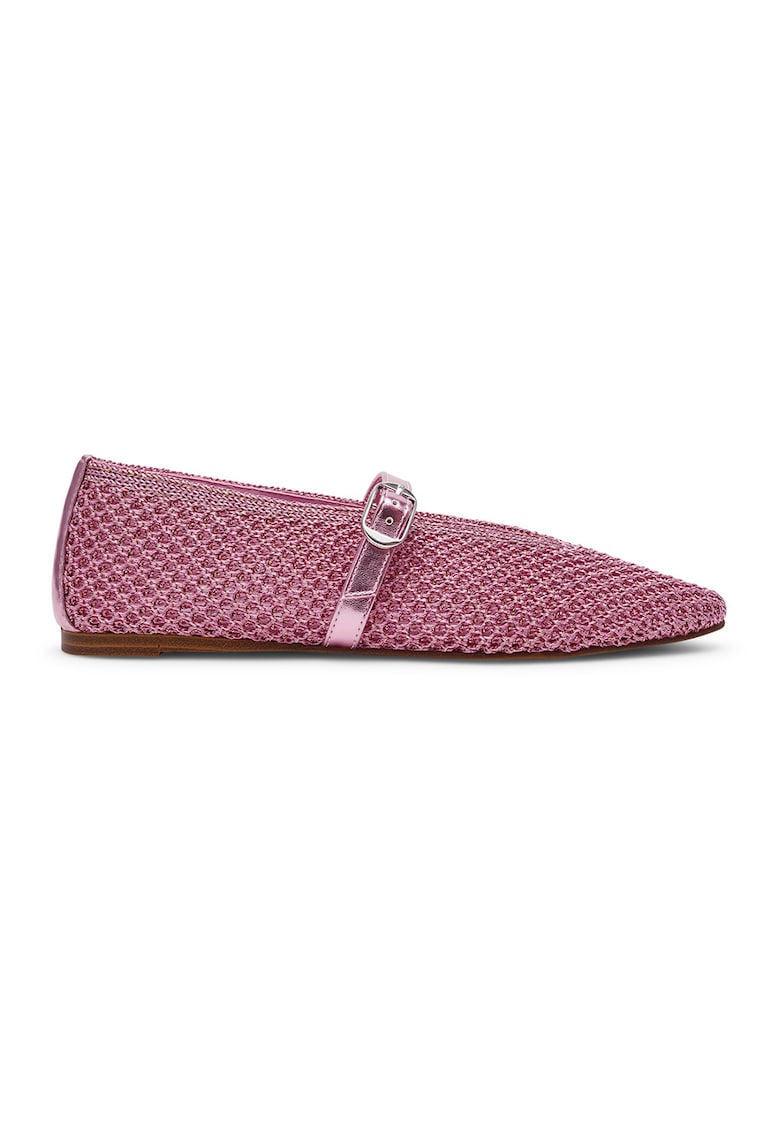 Balerini Mary Jane cu model cu perforatii - Fucsia