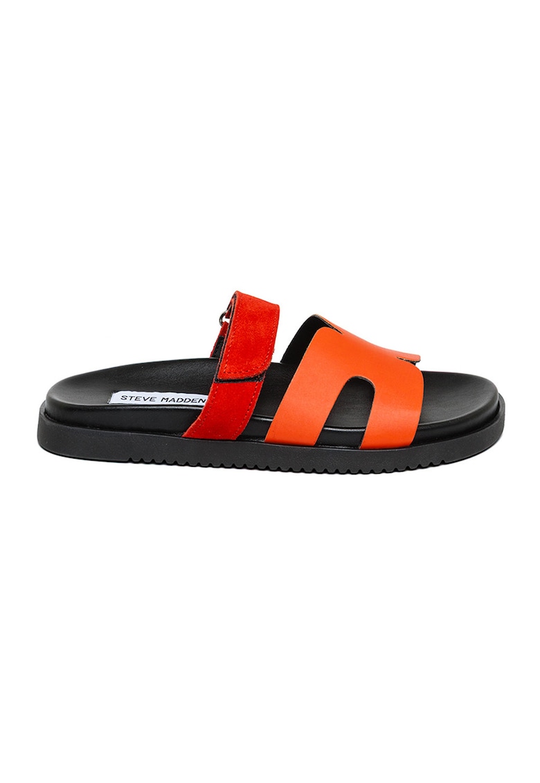 Papuci de piele intoarsa si piele ecologica Missile - Negru/Rosu vermillion