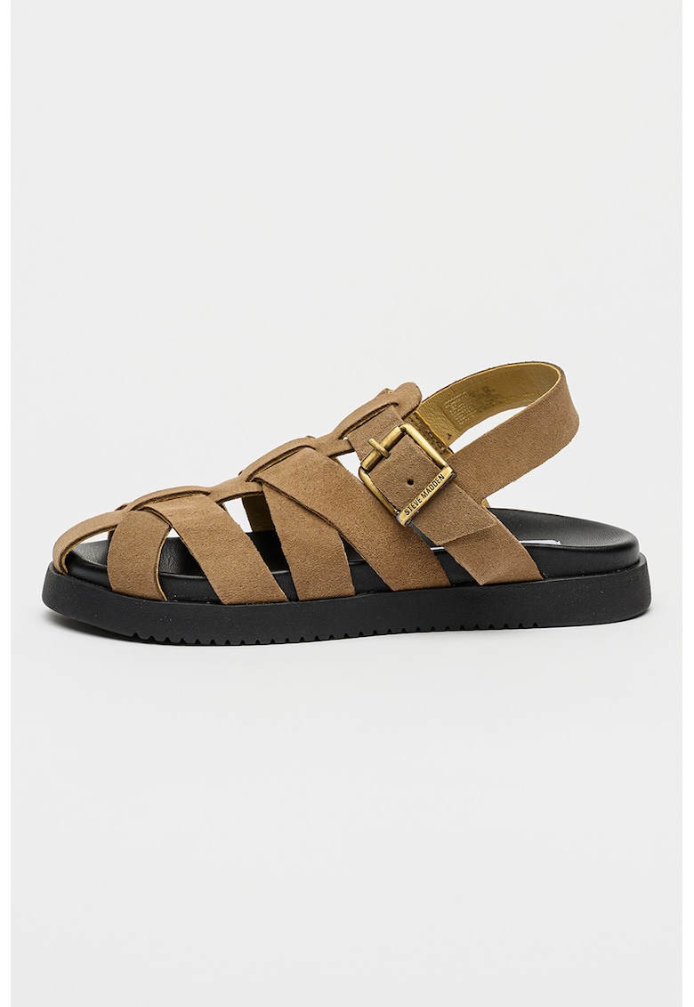 Sandale fisherman din piele intoarsa Jmamba - Maro taupe