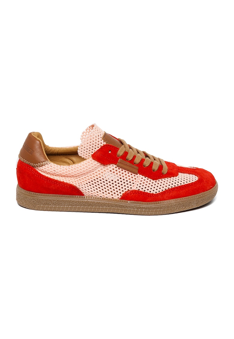 Pantofi sport din material textil cu varf rotund - Rosu/Caramel/Roz