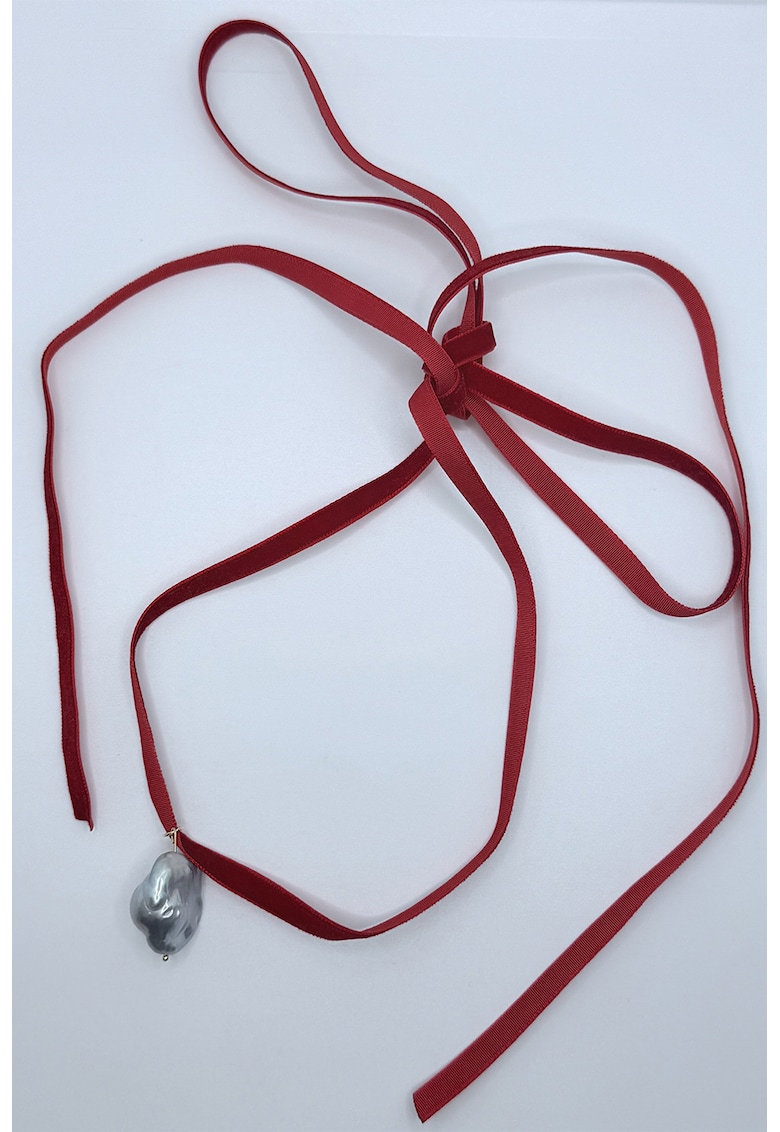 Colier ajustabil cu perla - Rosu