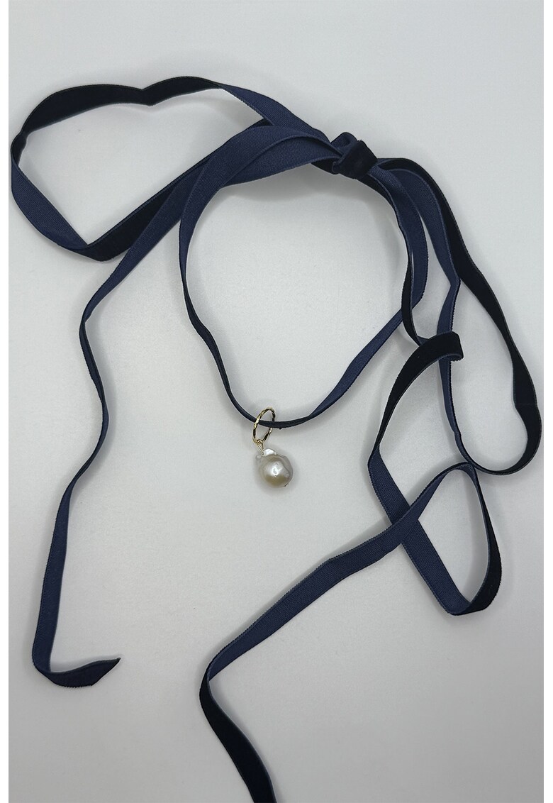 Colier ajustabil cu perla - Bleumarin