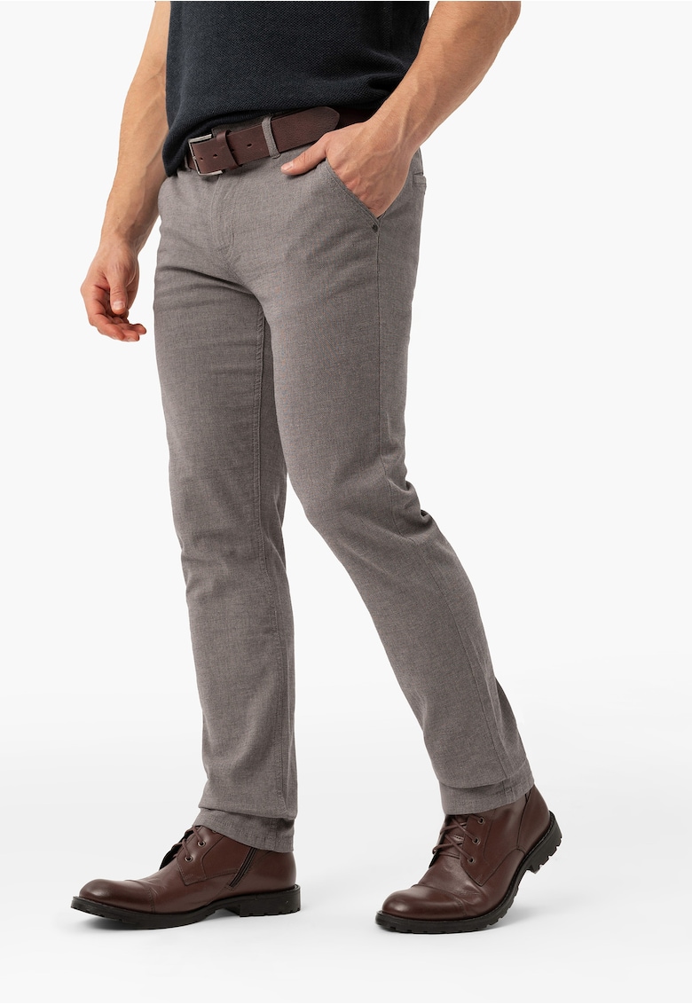 Pantaloni chino din bumbac - regular fit - cu un model fin - R-Olaf - bej