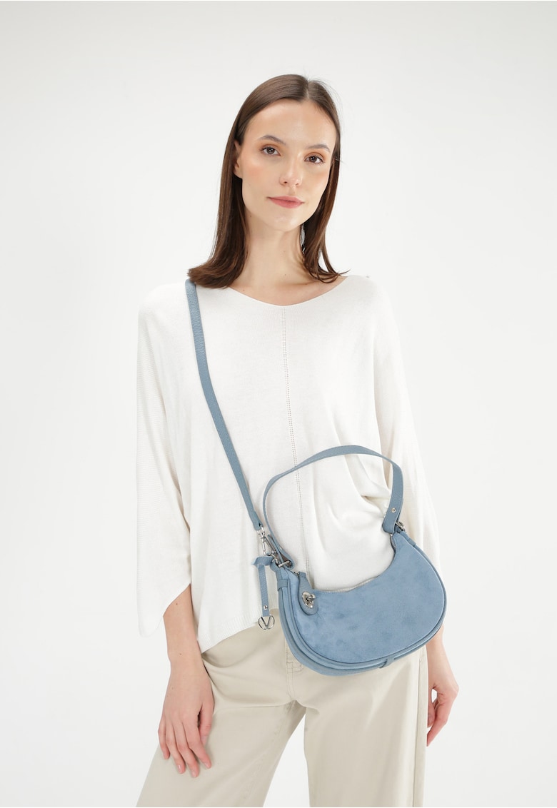Geanta crossbody din piele intoarsa si curea detasabila