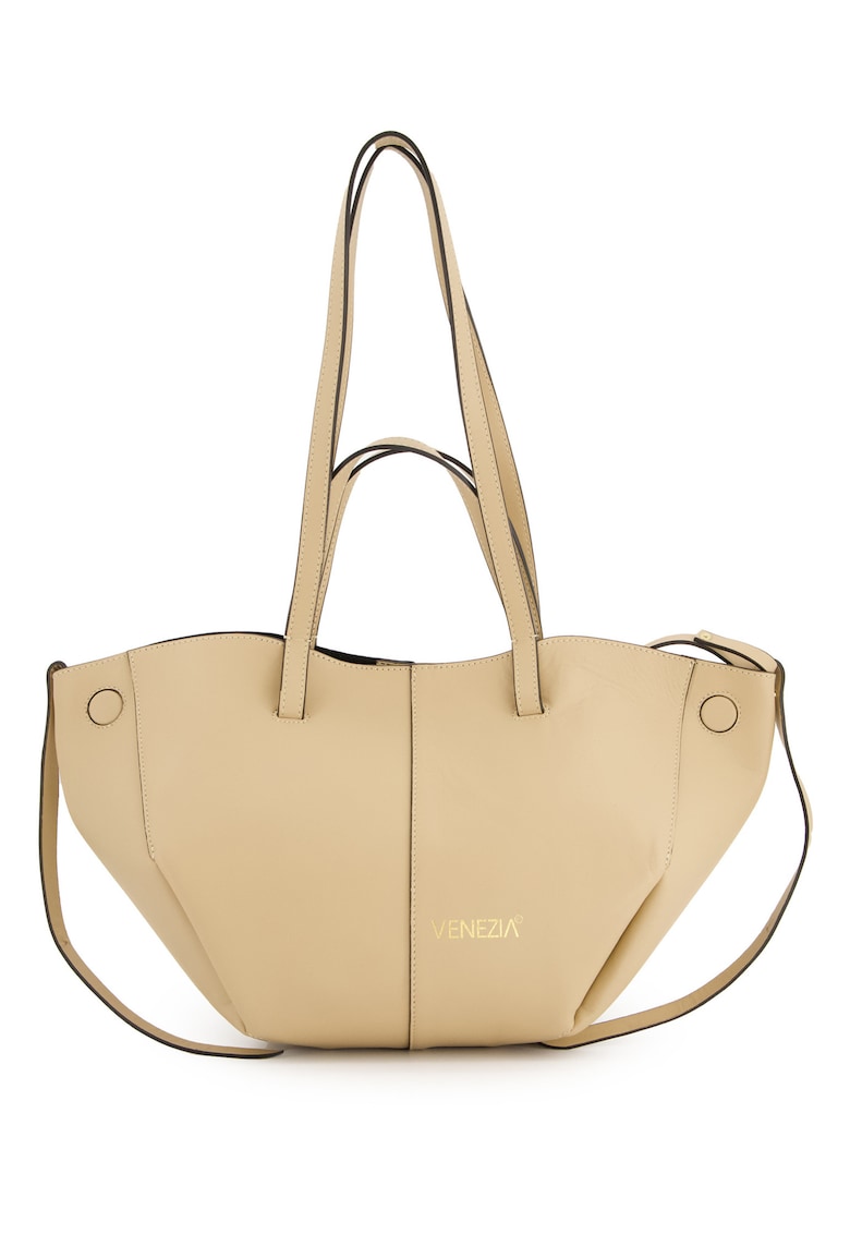 Geanta shopper din piele cu logo print