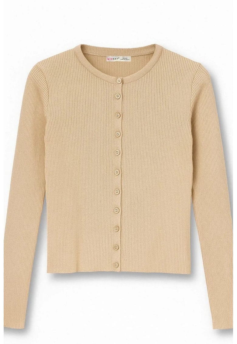 Cardigan tricotat dama - croiala slim - tricot - cu nasturi - bej