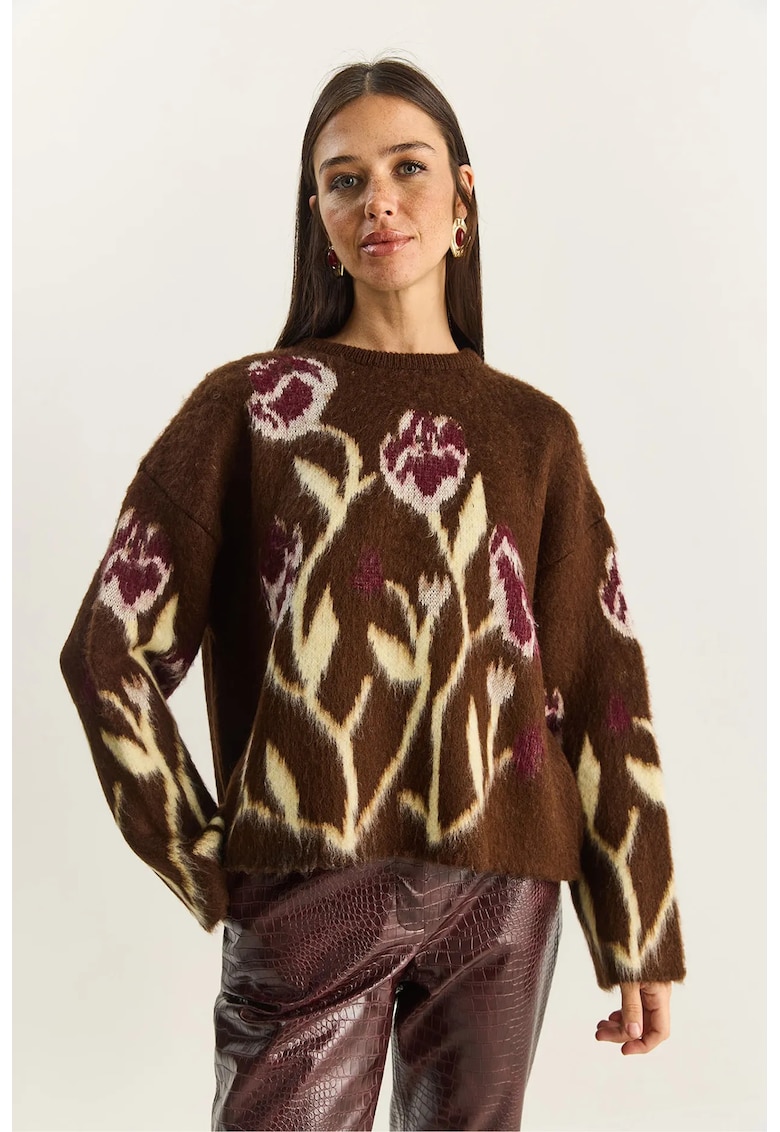 Pulover dama imprimeu floral - tricot - multicolor - One Size
