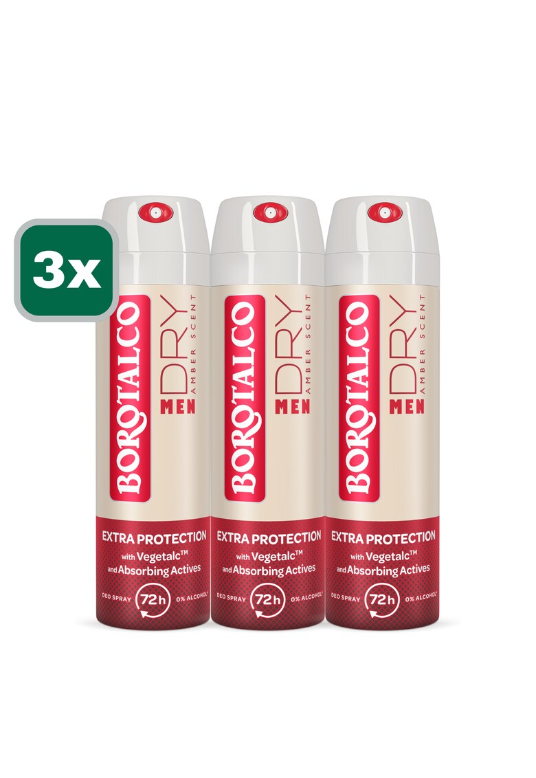 Deodorant Spray Antiperspirant Men Dry Amber - 150 ml x3 bucati